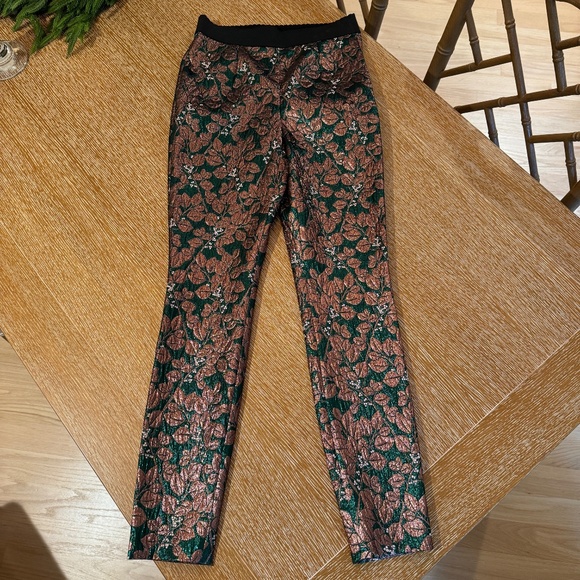 Dolce & Gabbana Metallic Floral Brocade Pink and Green Pants, Size 40 - Picture 1 of 3